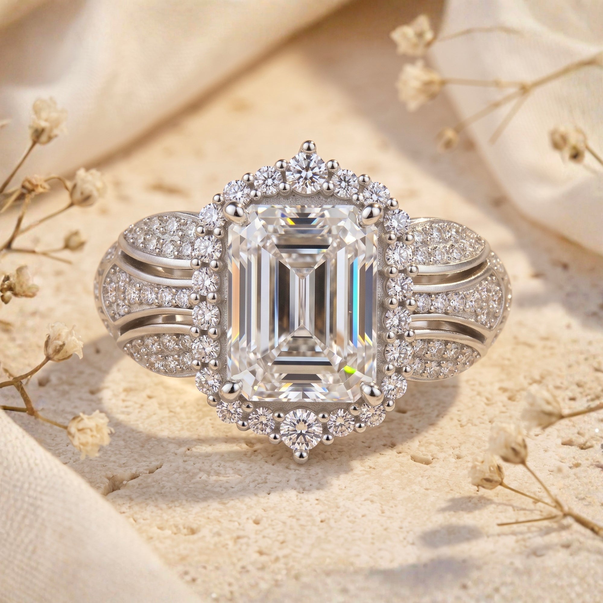 The Elysian Emerald Halo Ring
