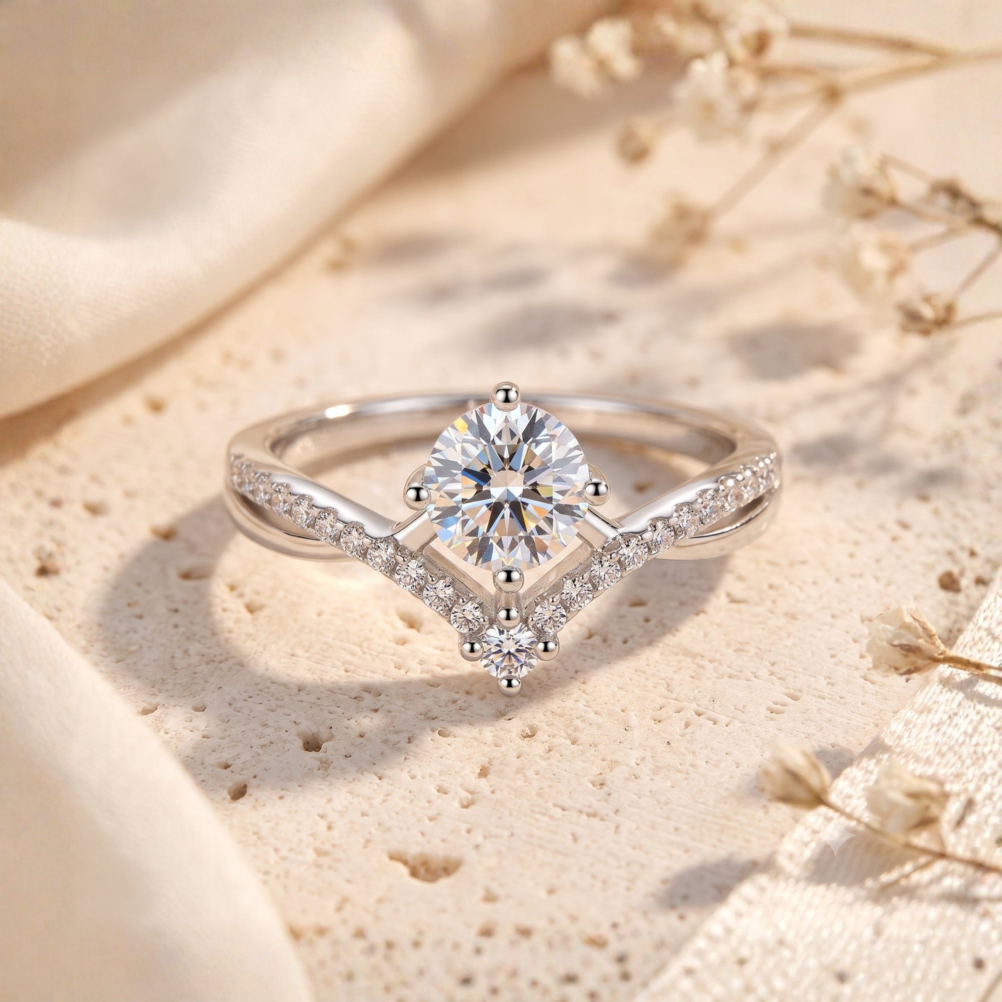 The Chevron Solitaire Ring