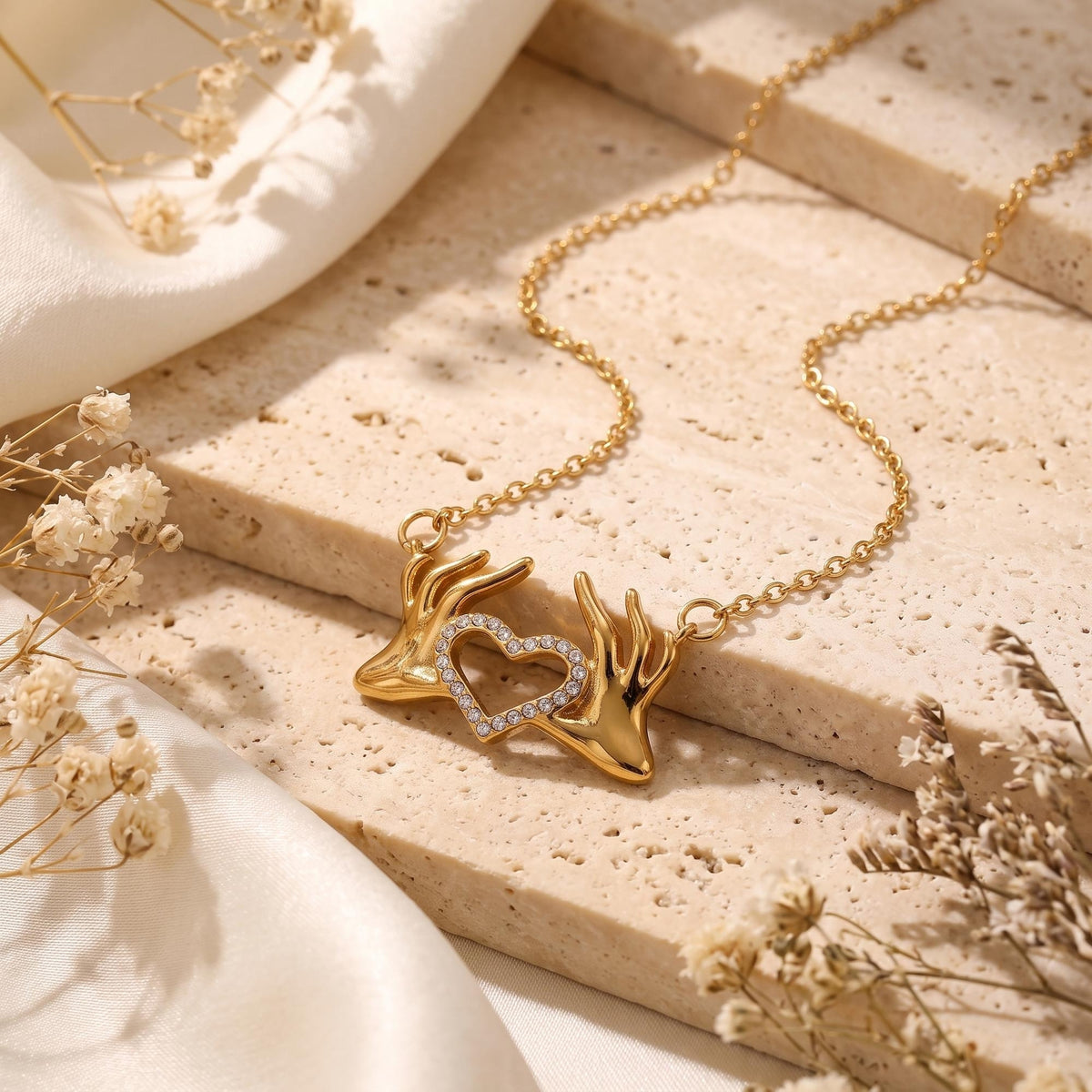 The Heart Hands Pendant Necklace