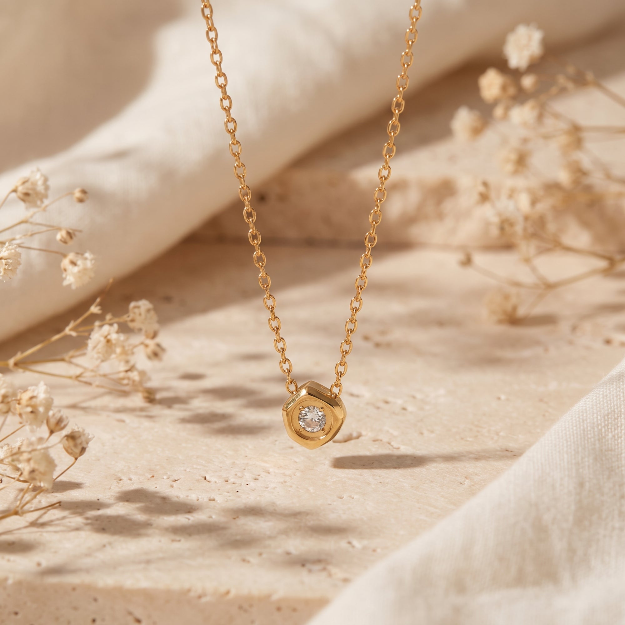 The Hexagon Bezel Necklace