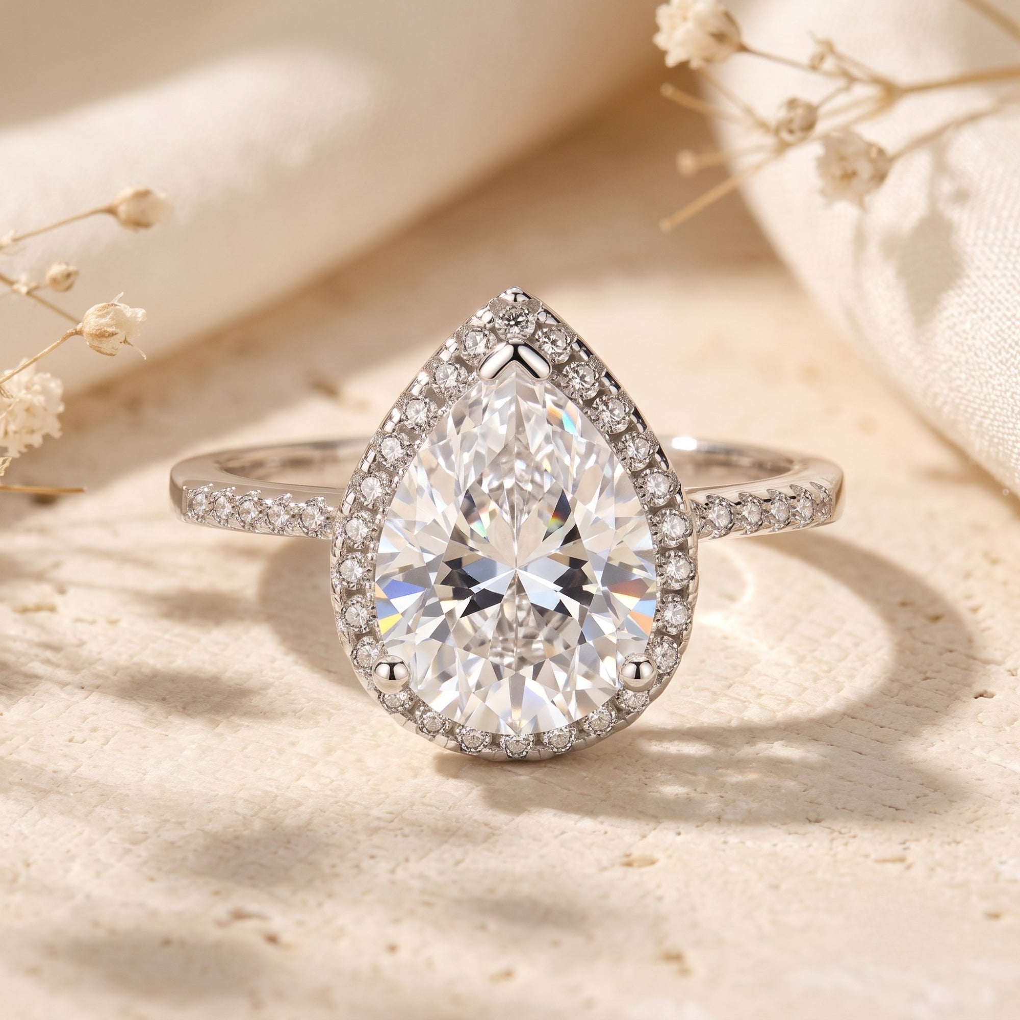 The Teardrop Halo Ring