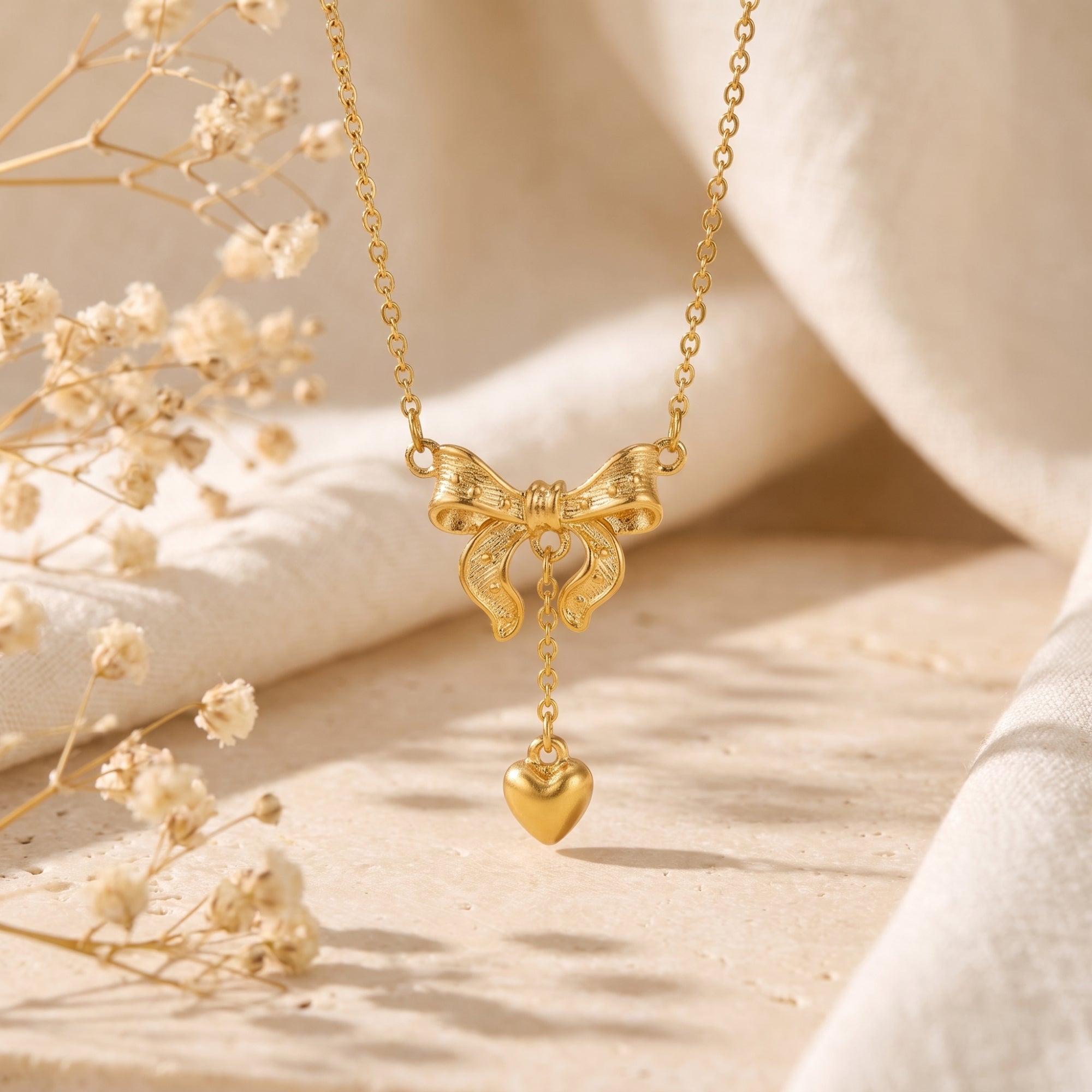 The Bow & Heart Pendant Necklace
