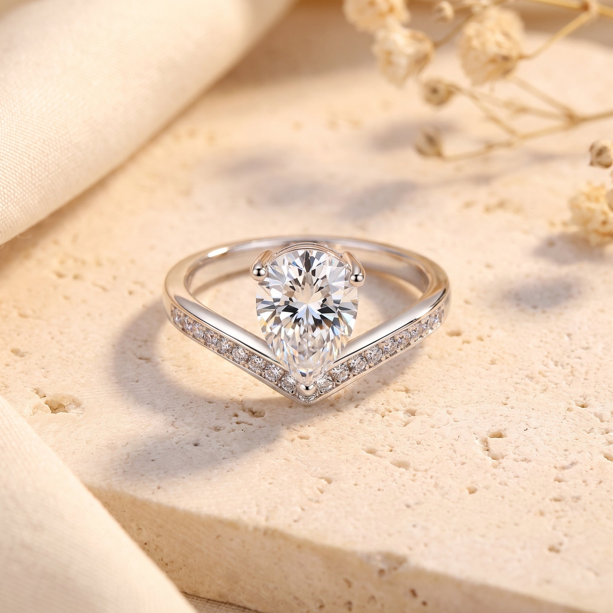 The Stella Pear Chevron Ring