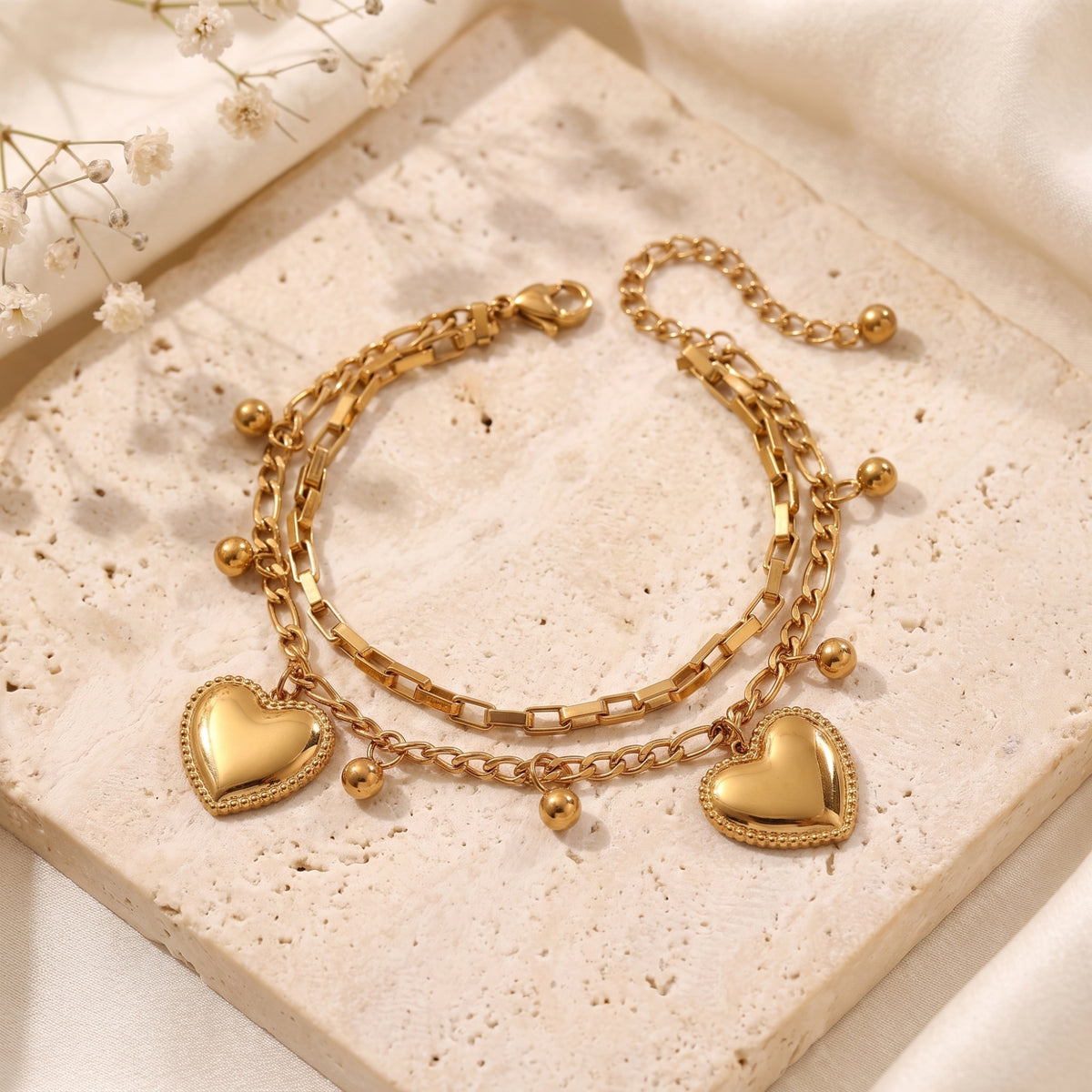 The Heart Charm Double Bracelet