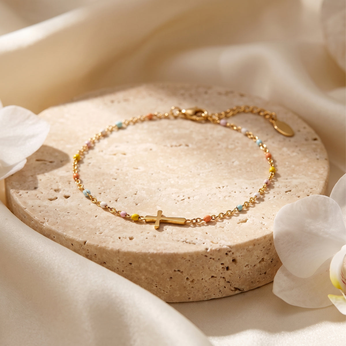 The Cross & Bead Station Bracelet