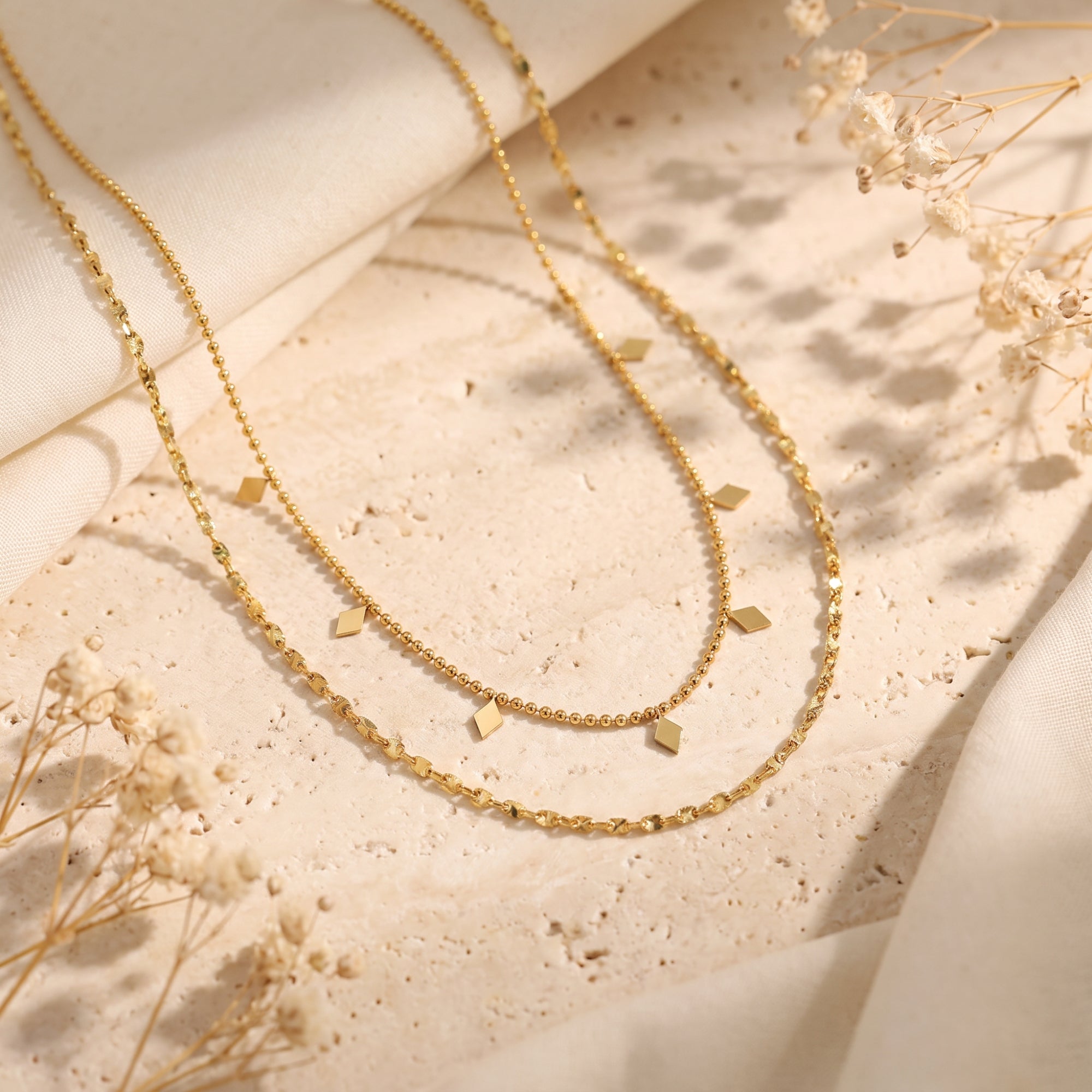 The Layered Rhombus Drop Necklace