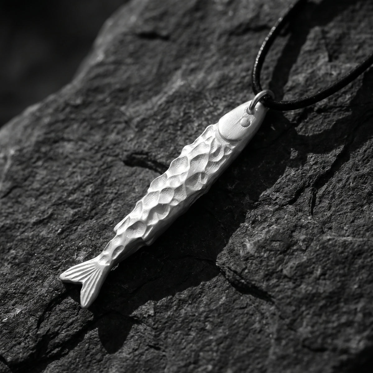 The Textured Fish Pendant Necklace