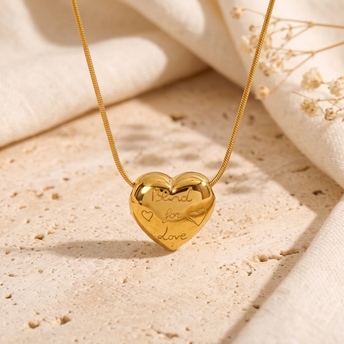 The Engraved Puffed Heart Necklace