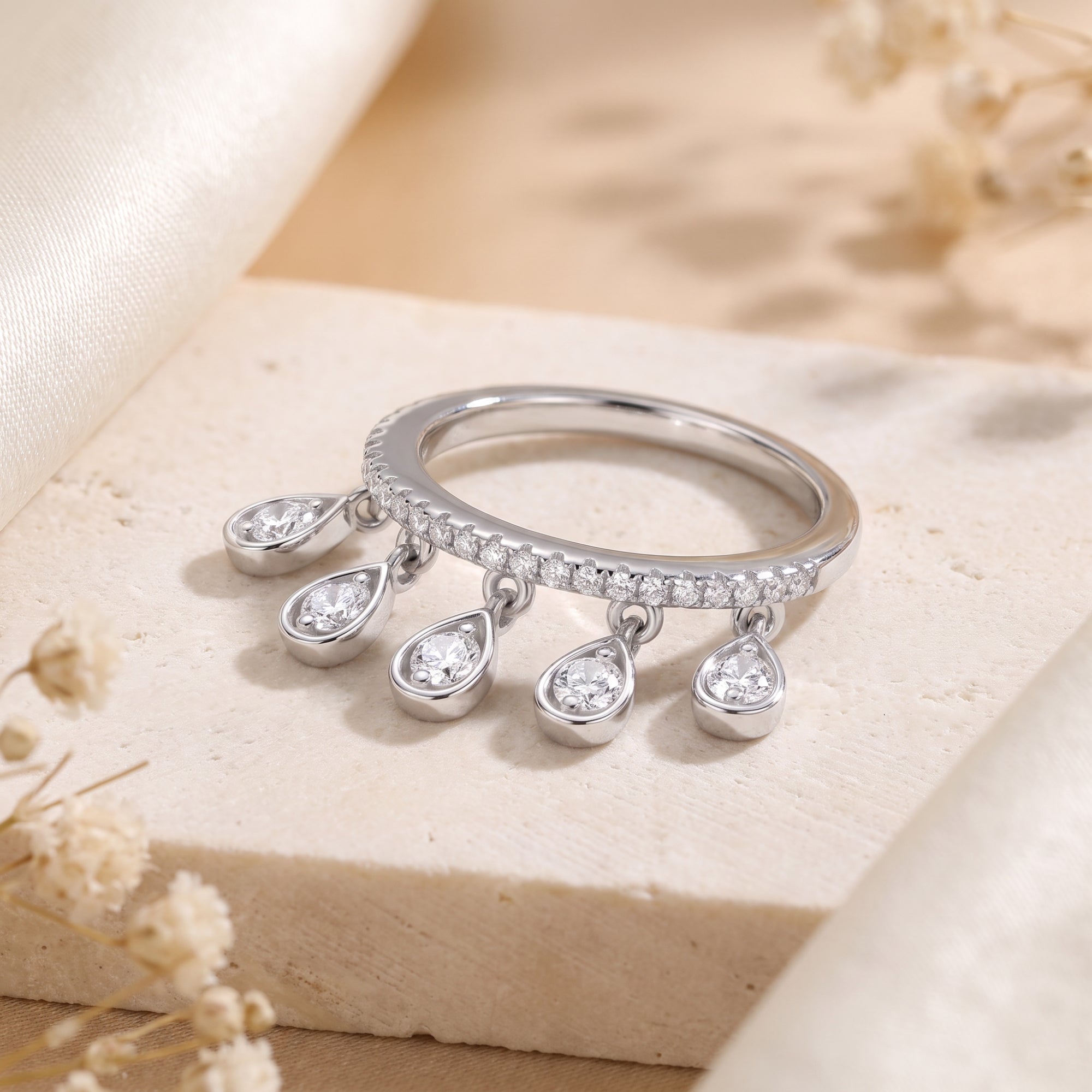 The Cascade Teardrop Ring