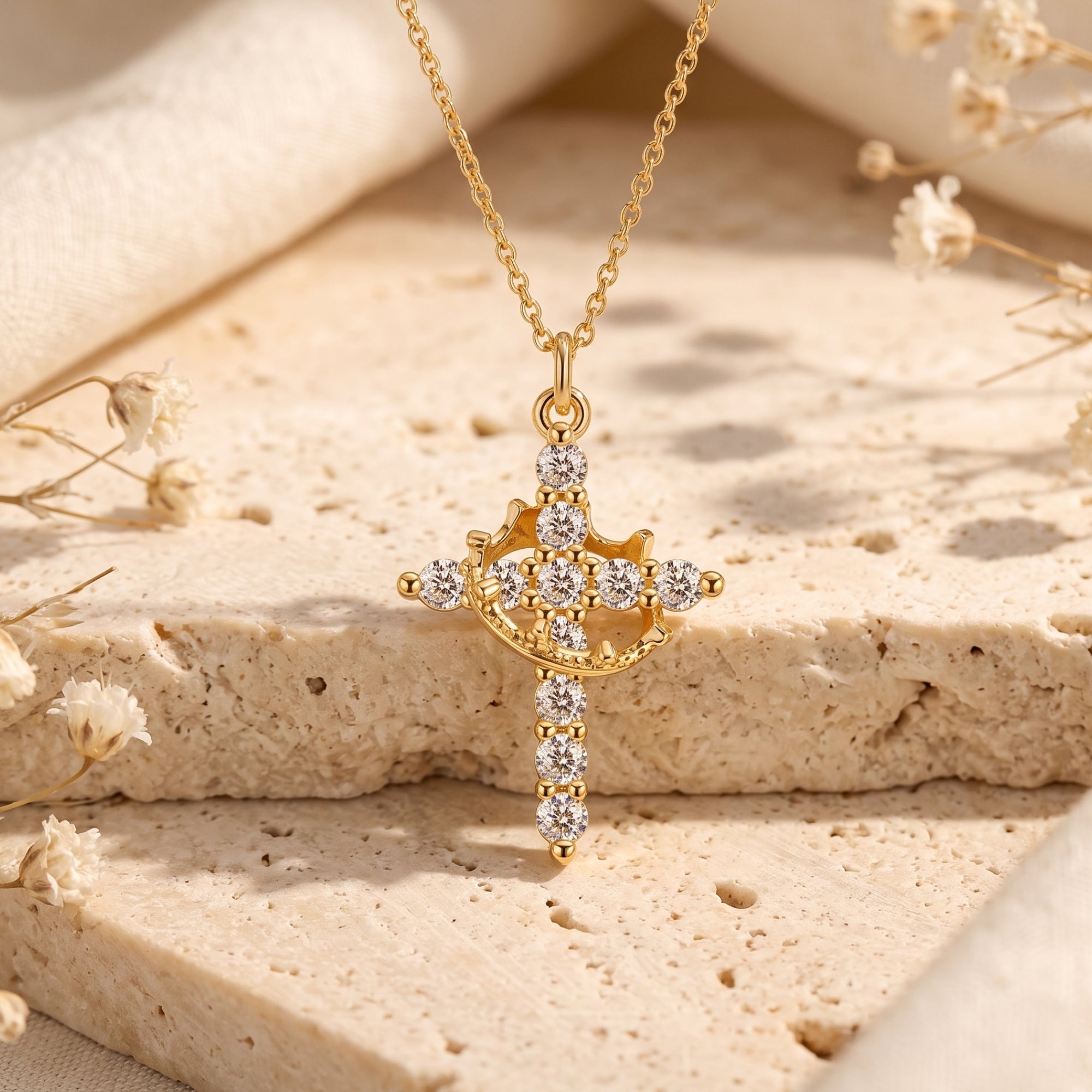 The Regal Crown Cross Necklace