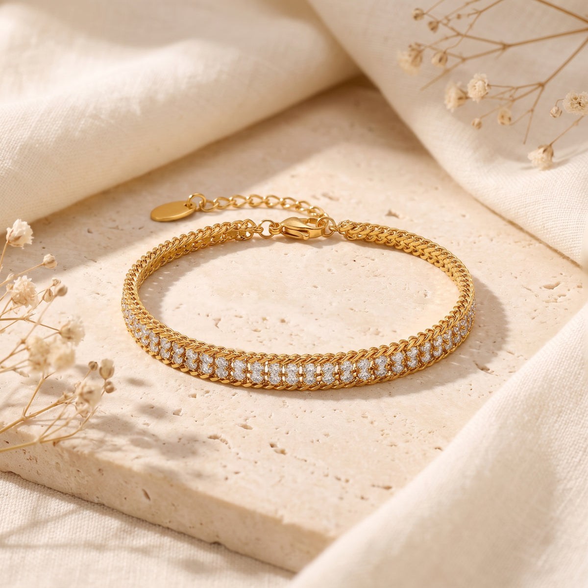 The Double-Row Pavé Link Bracelet