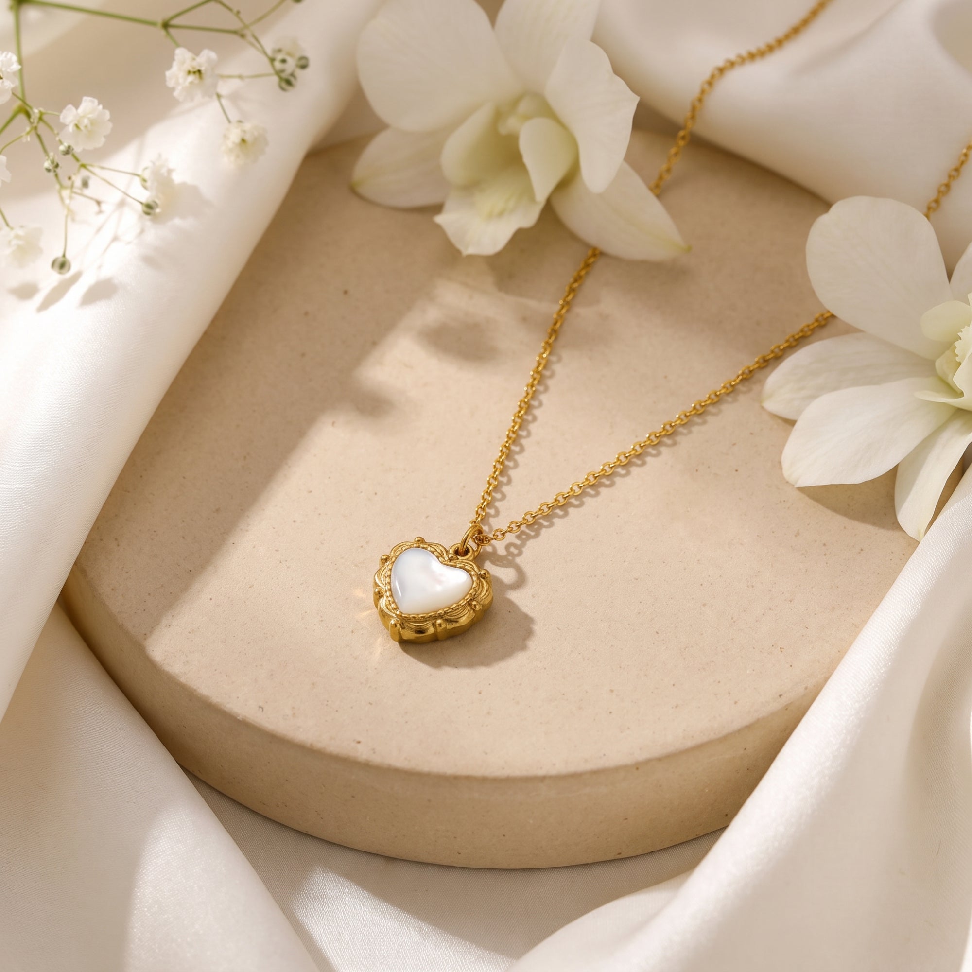 The Mother of Pearl Heart Necklace