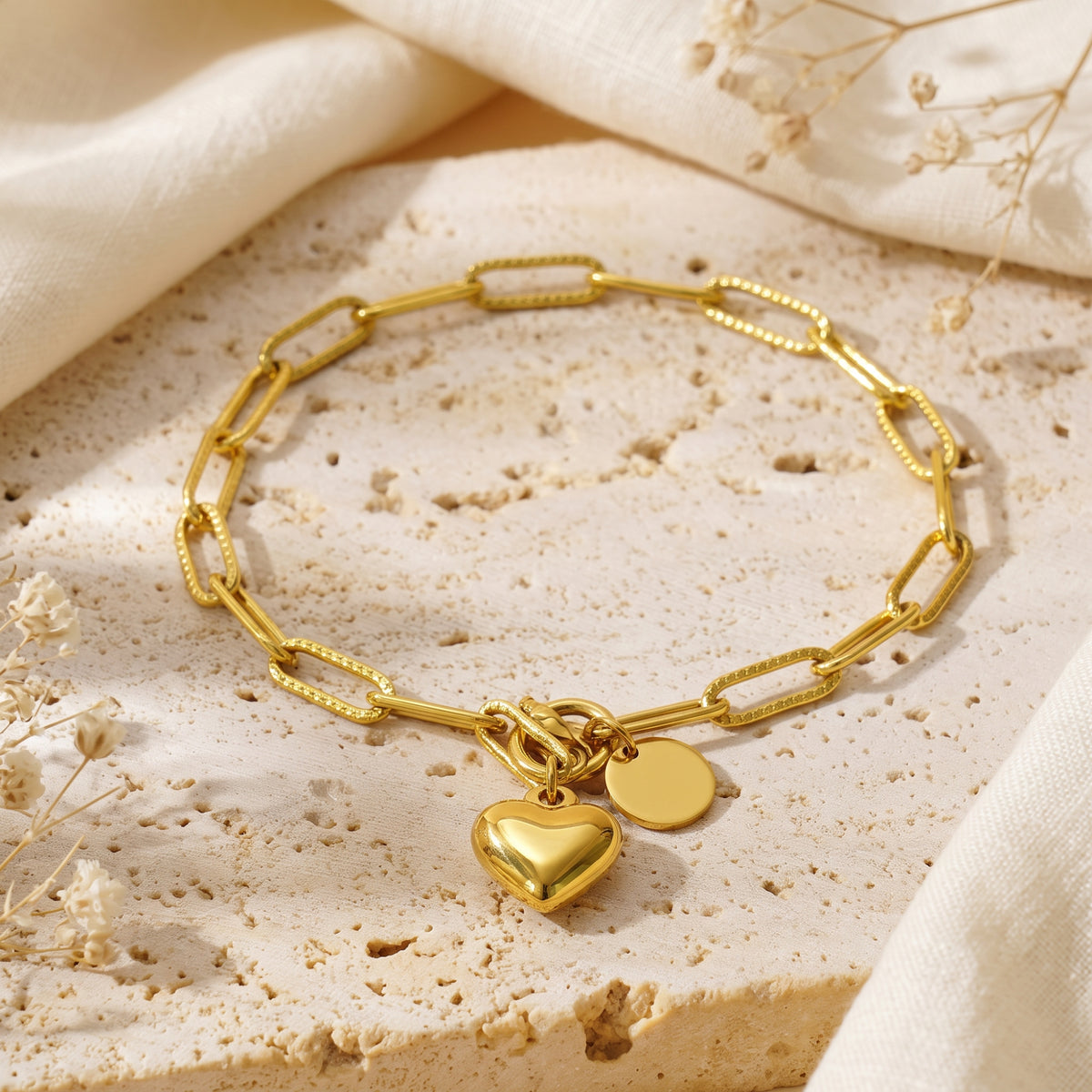 The Heart Charm Link Bracelet
