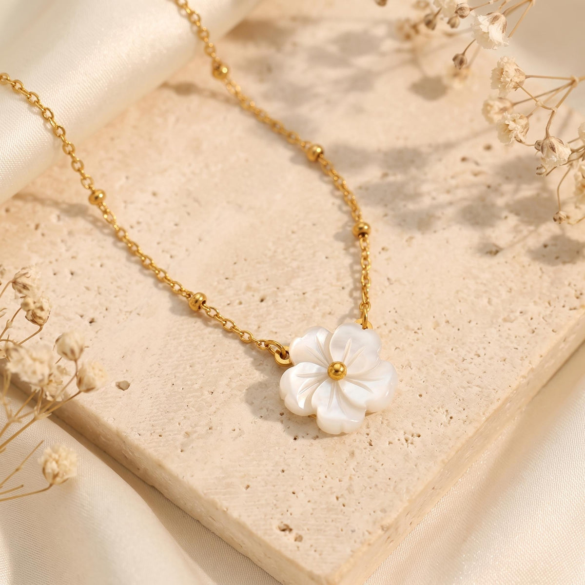 The Carved Floral Station Necklace