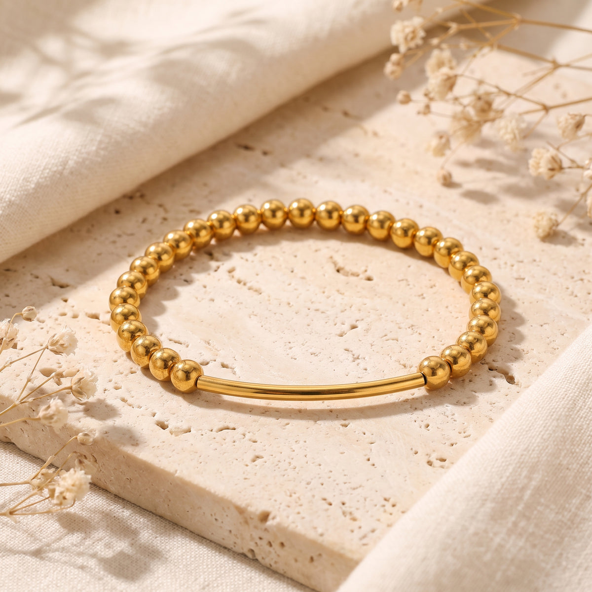 The Curved Bar Beaded Bracelet