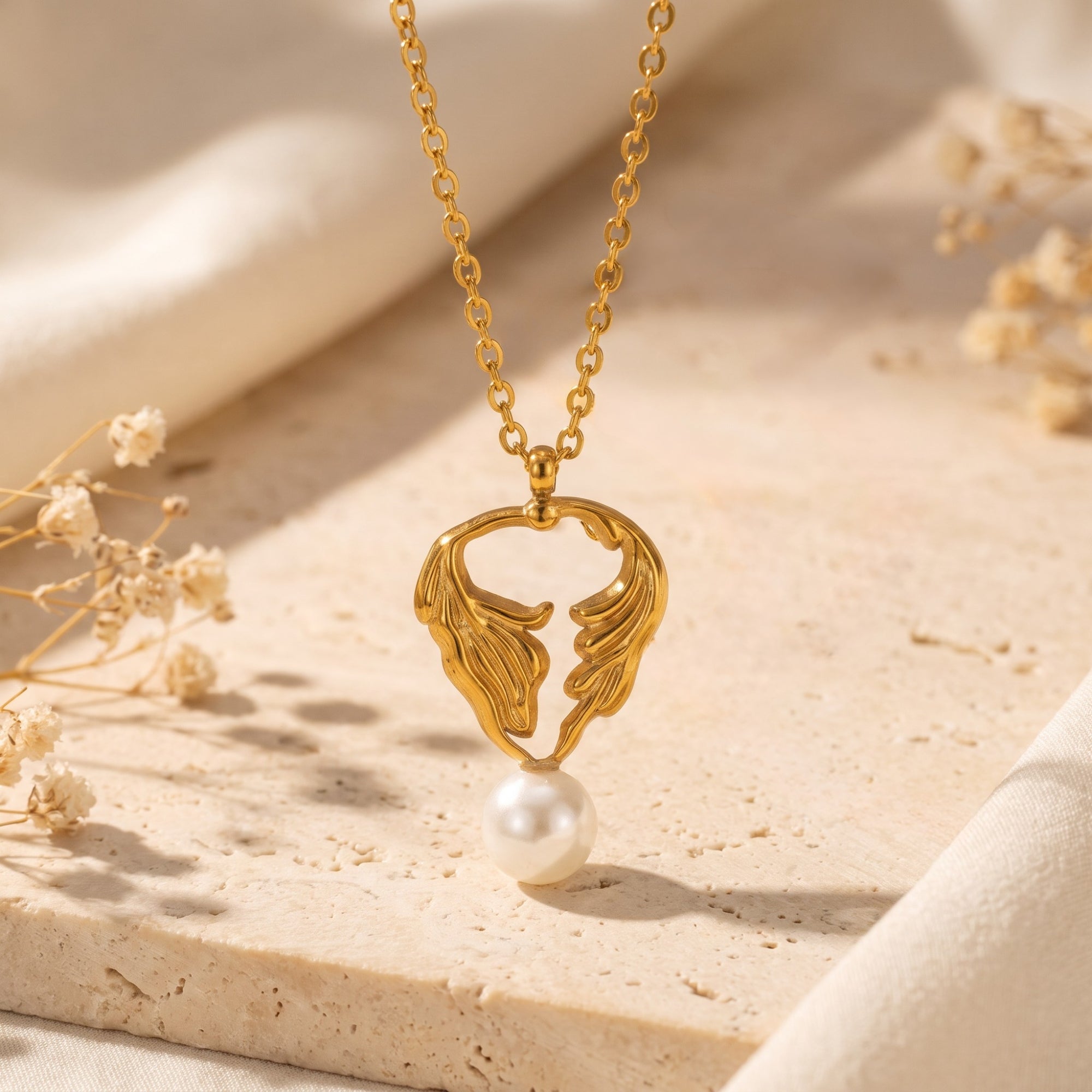 The Seraphina Leaf Pearl Necklace