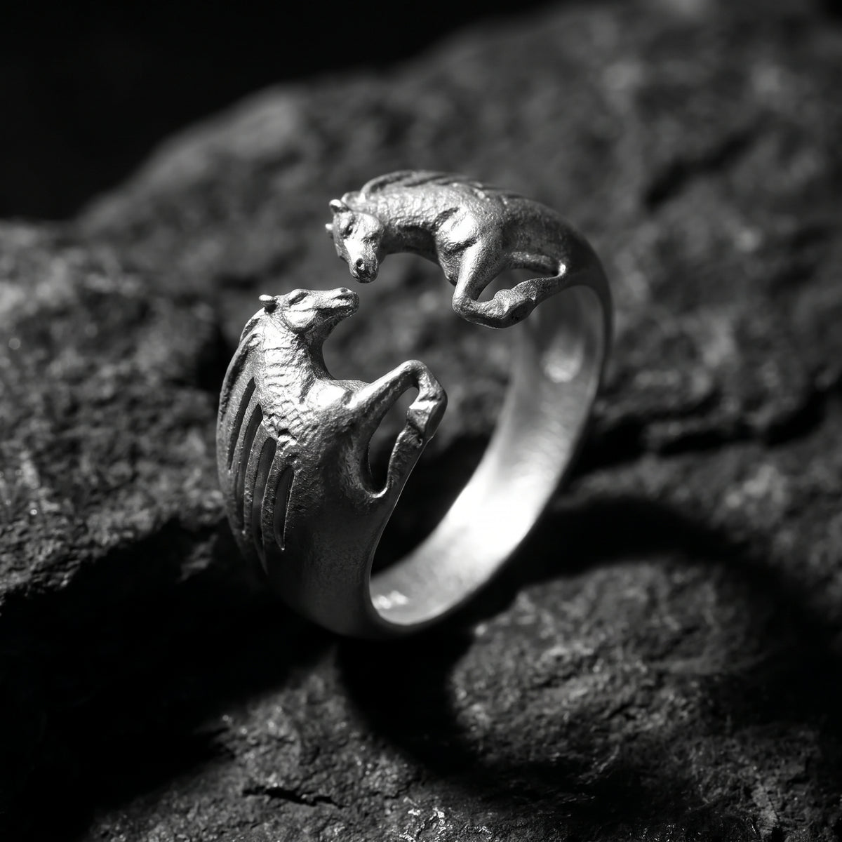 The Dual Horse Open Ring