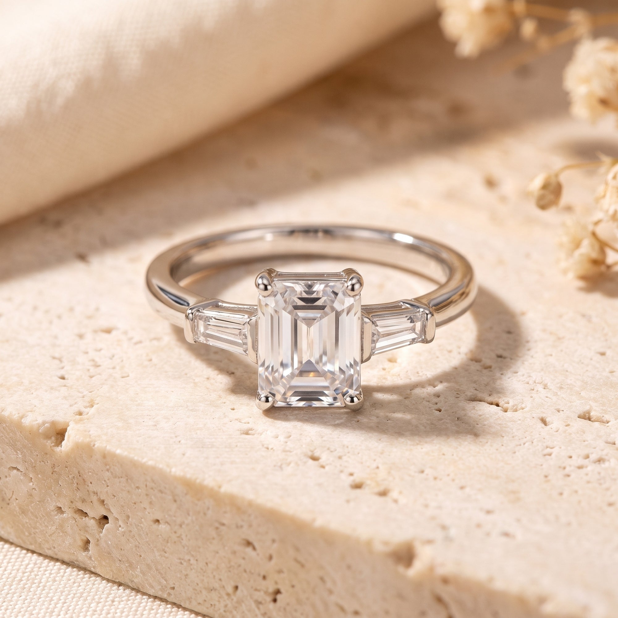 The Adeline Emerald Three-Stone Ring