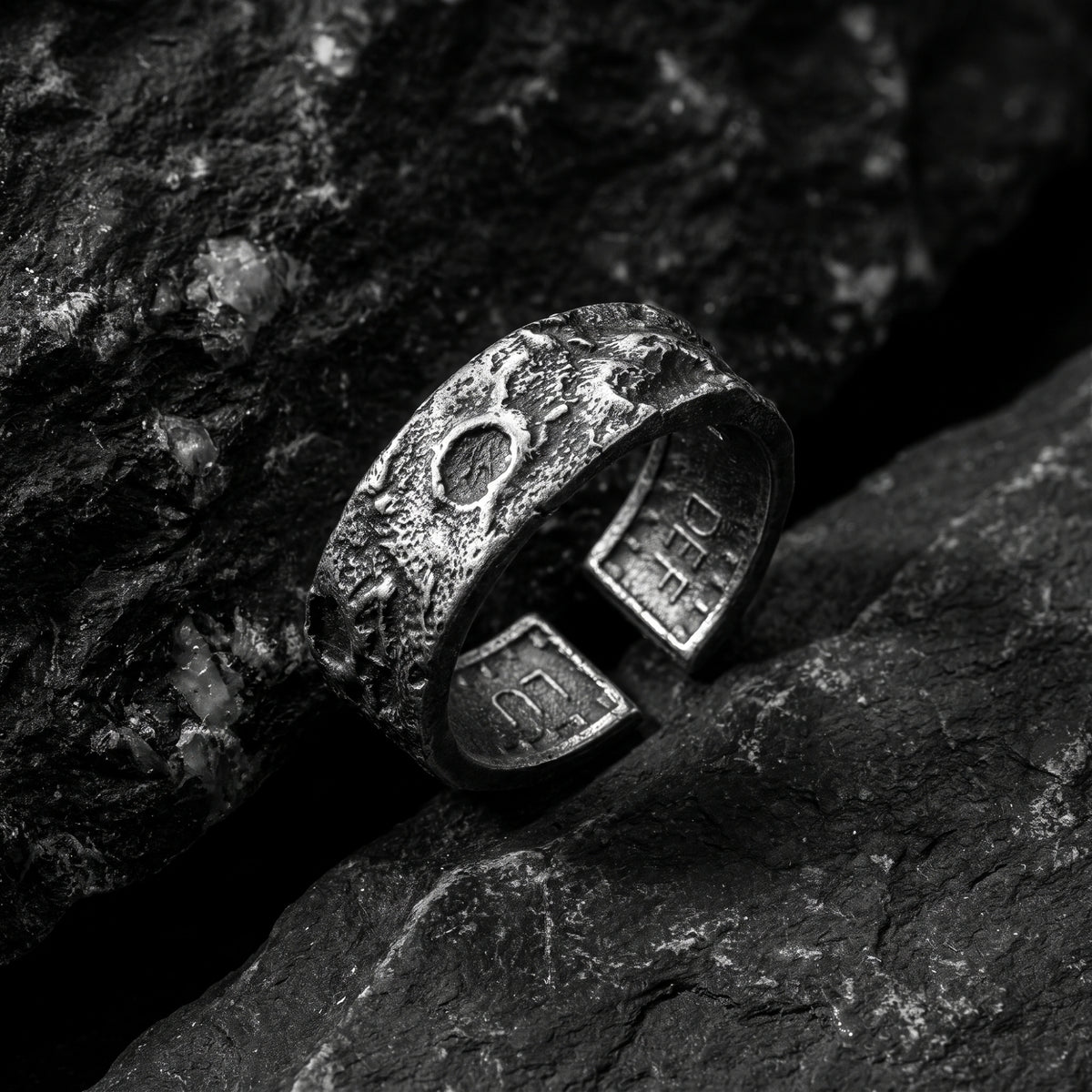 The Lunar Crater Open Band Ring