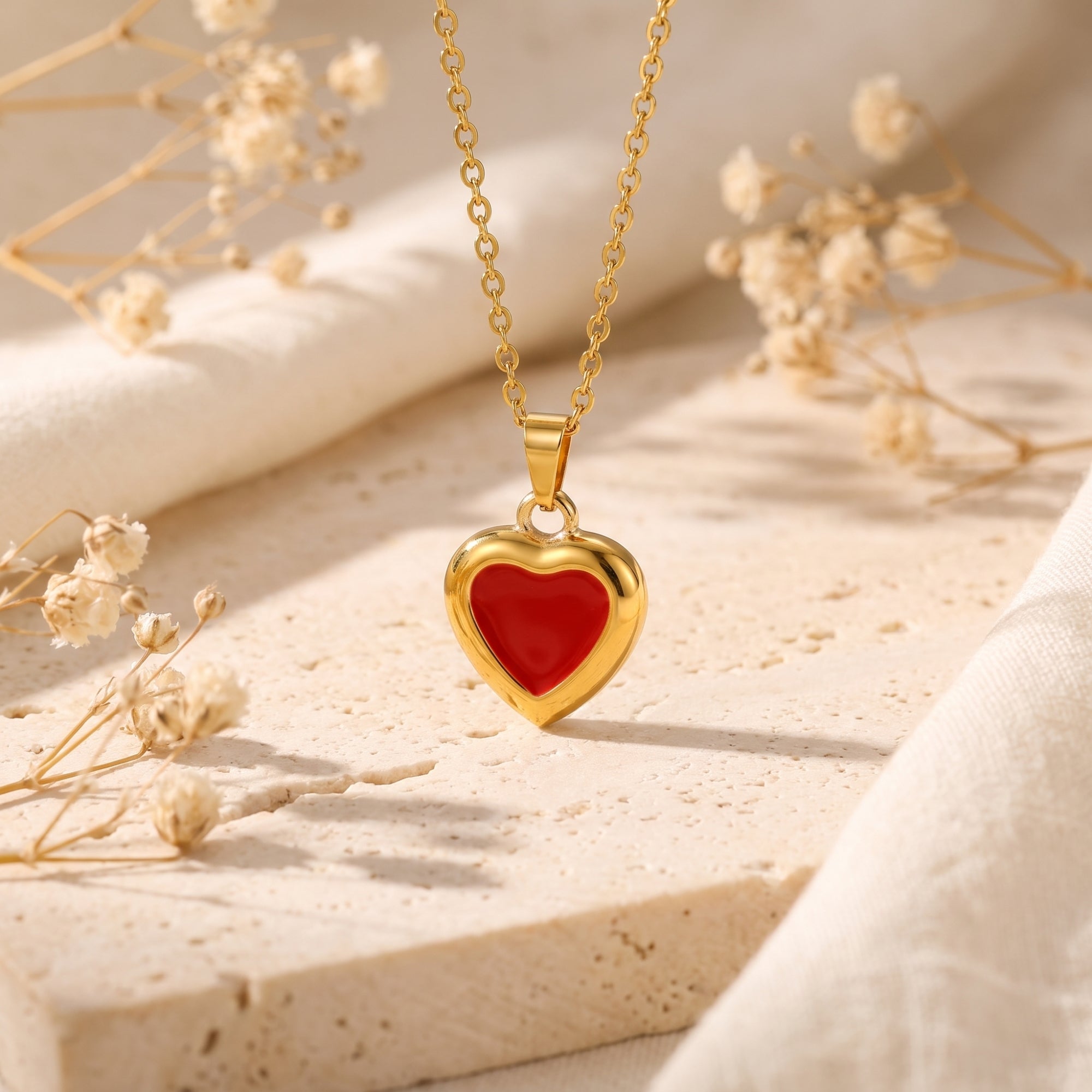 The Red Enamel Heart Necklace