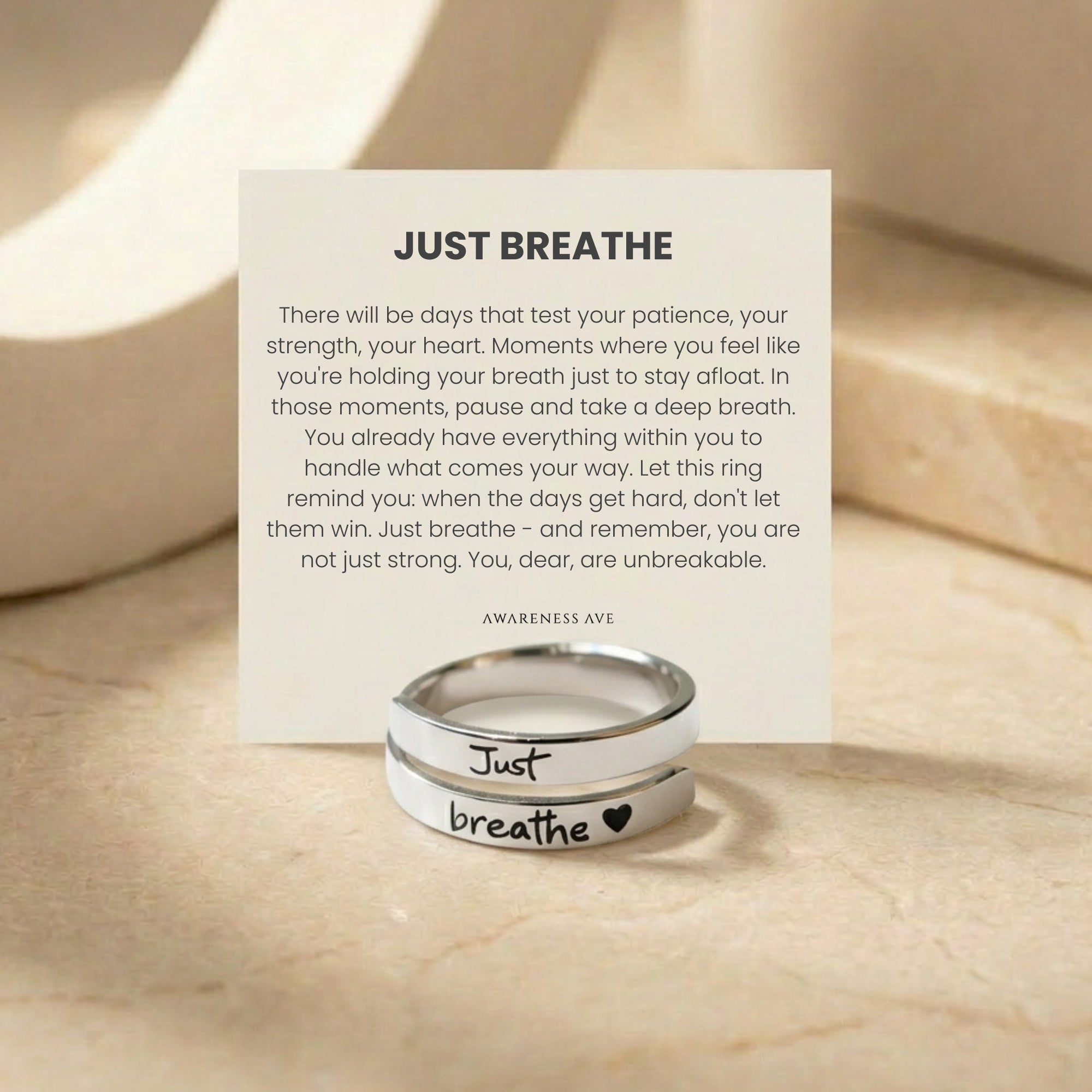 The 'Just Breathe' Adjustable Wrap Ring