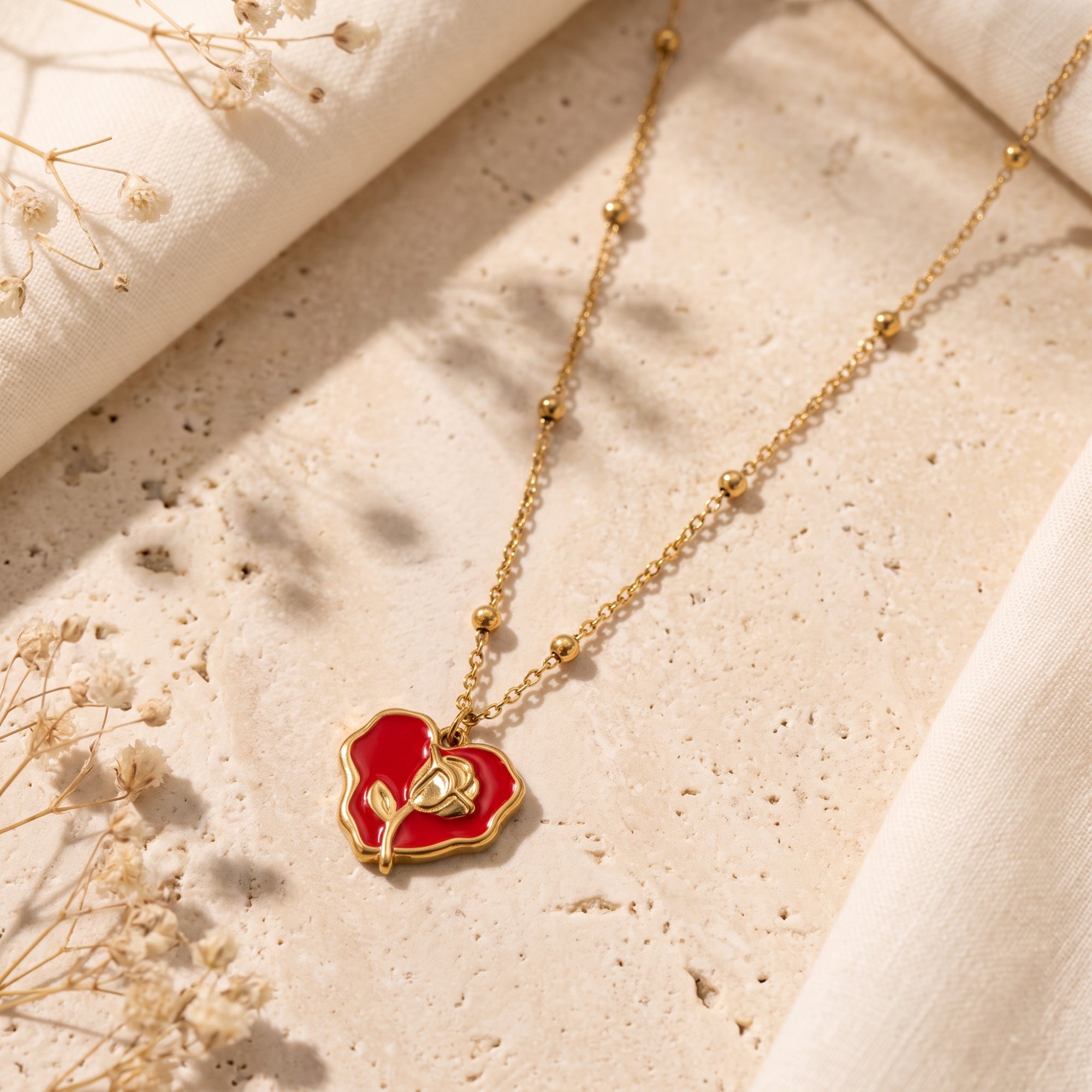 The Scarlet Rose Heart Necklace