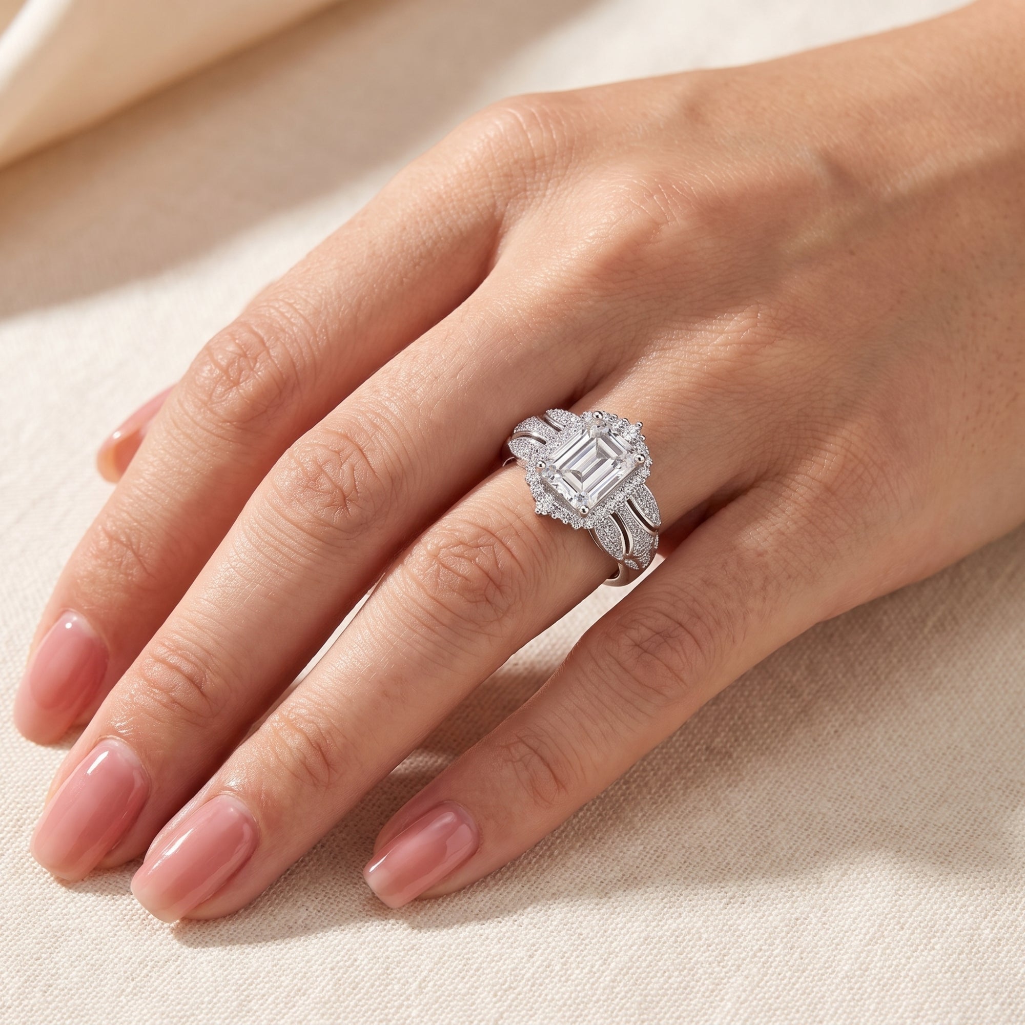 The Elysian Emerald Halo Ring