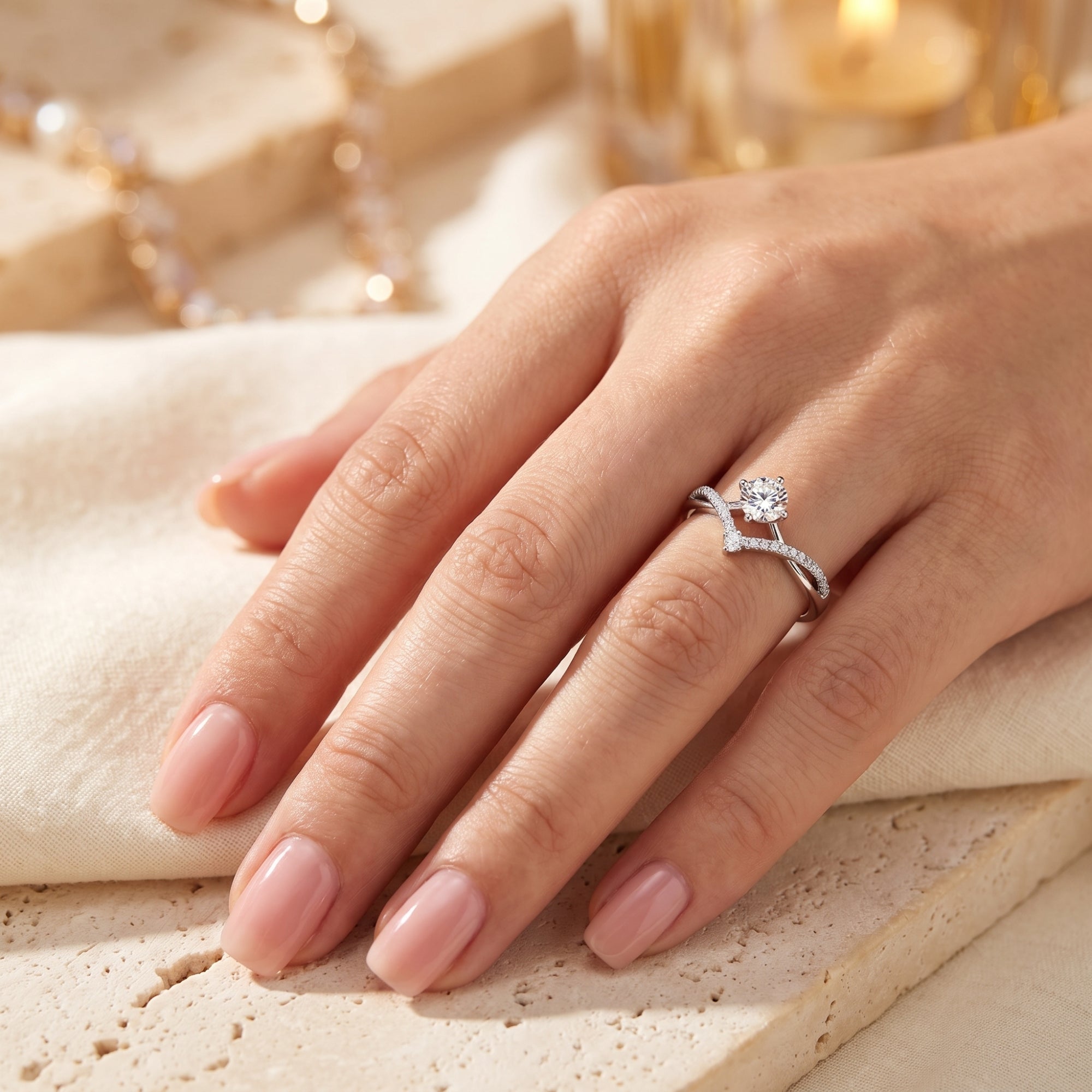 The Chevron Solitaire Ring