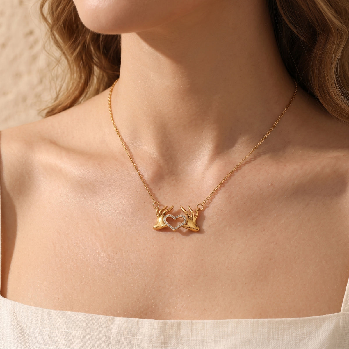 The Heart Hands Pendant Necklace