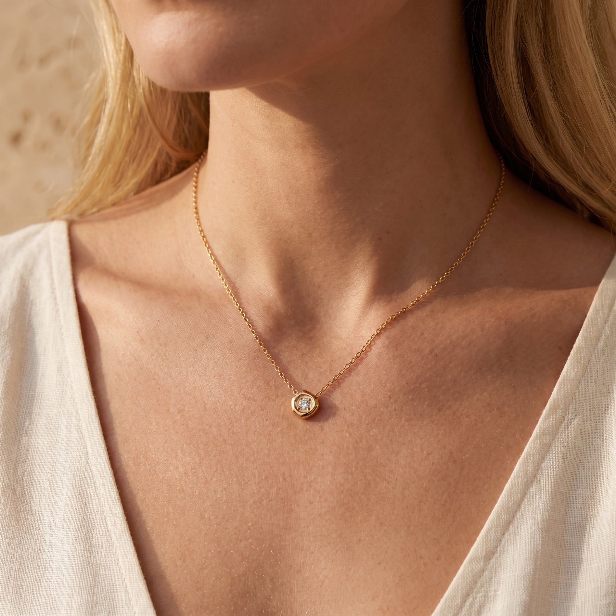 The Hexagon Bezel Necklace