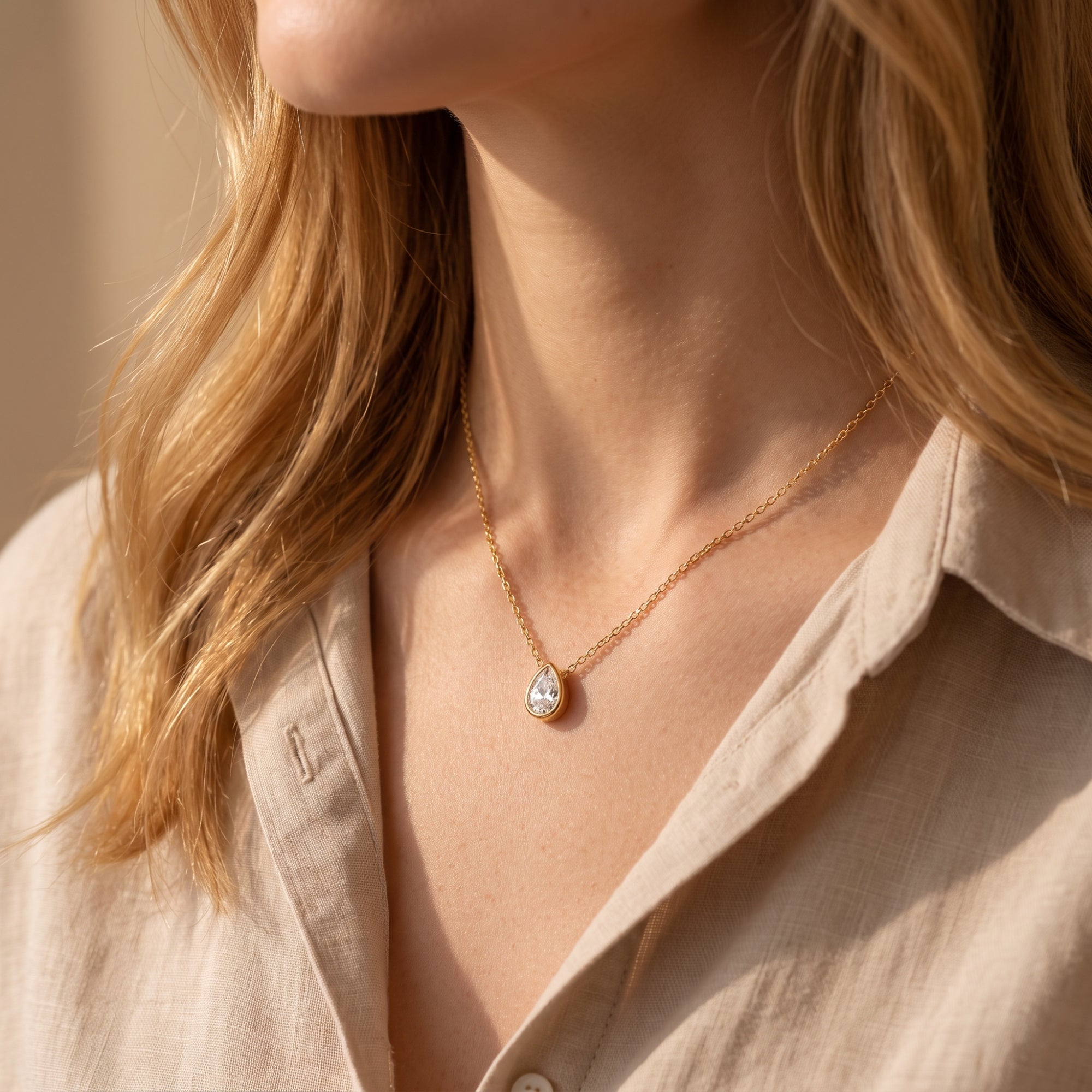 The Teardrop Bezel Necklace