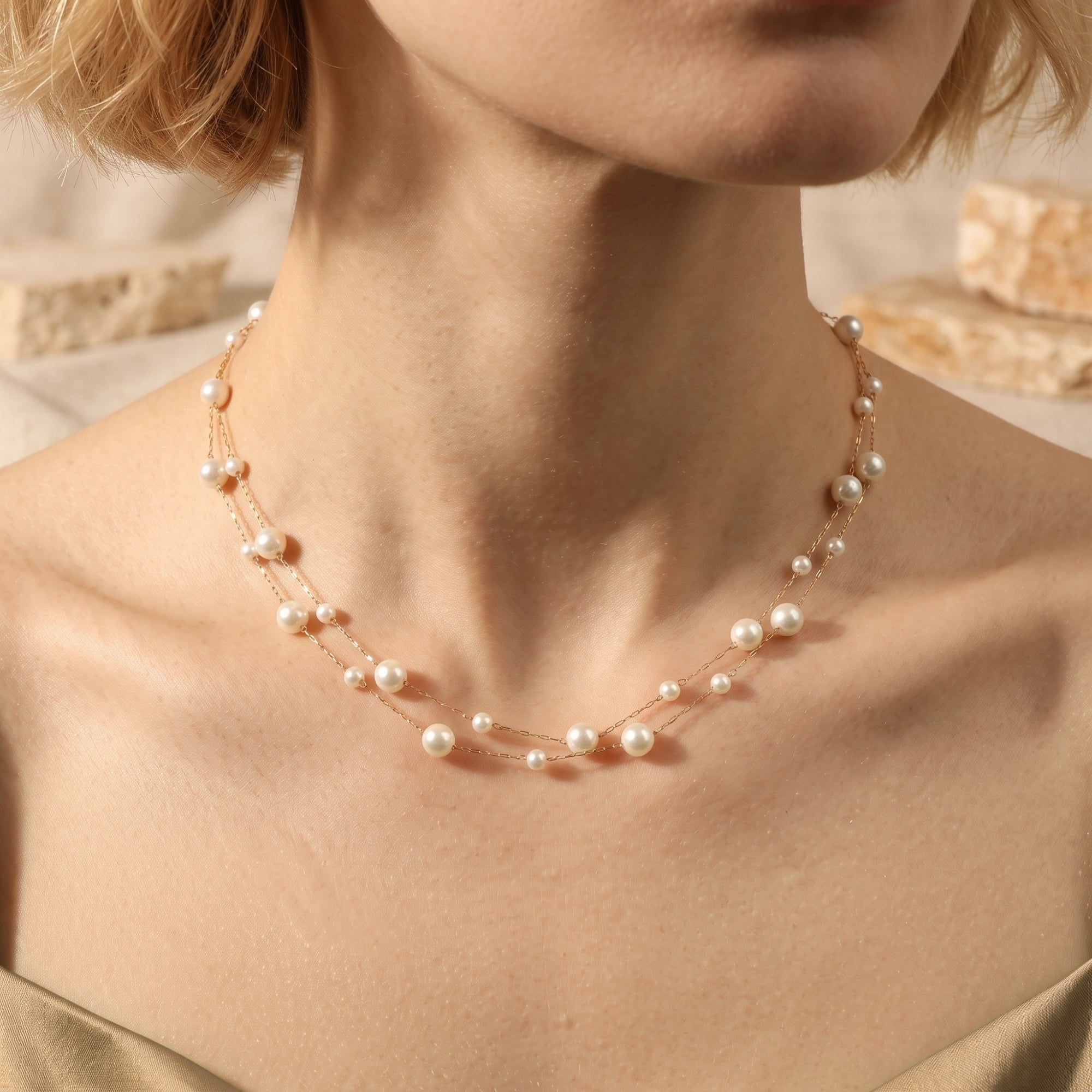 Le collier double rang de perles Celeste