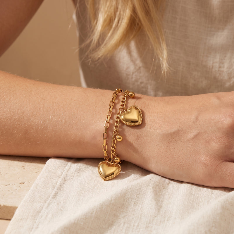 The Duet Heart Charm Bracelet