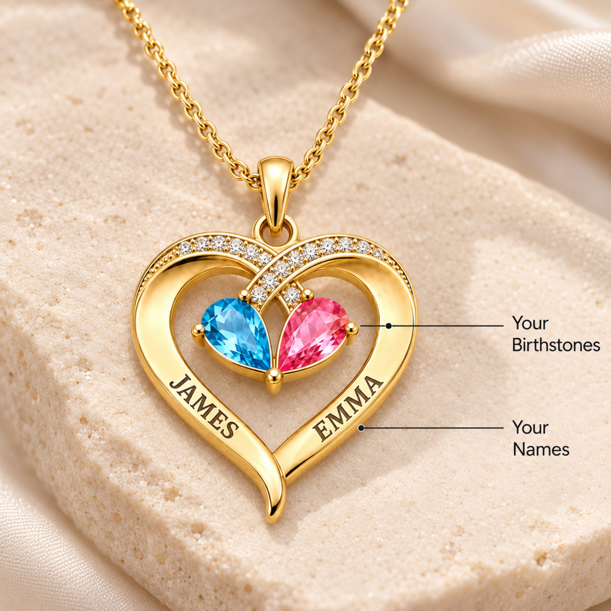 The Dual Birthstone Heart Necklace