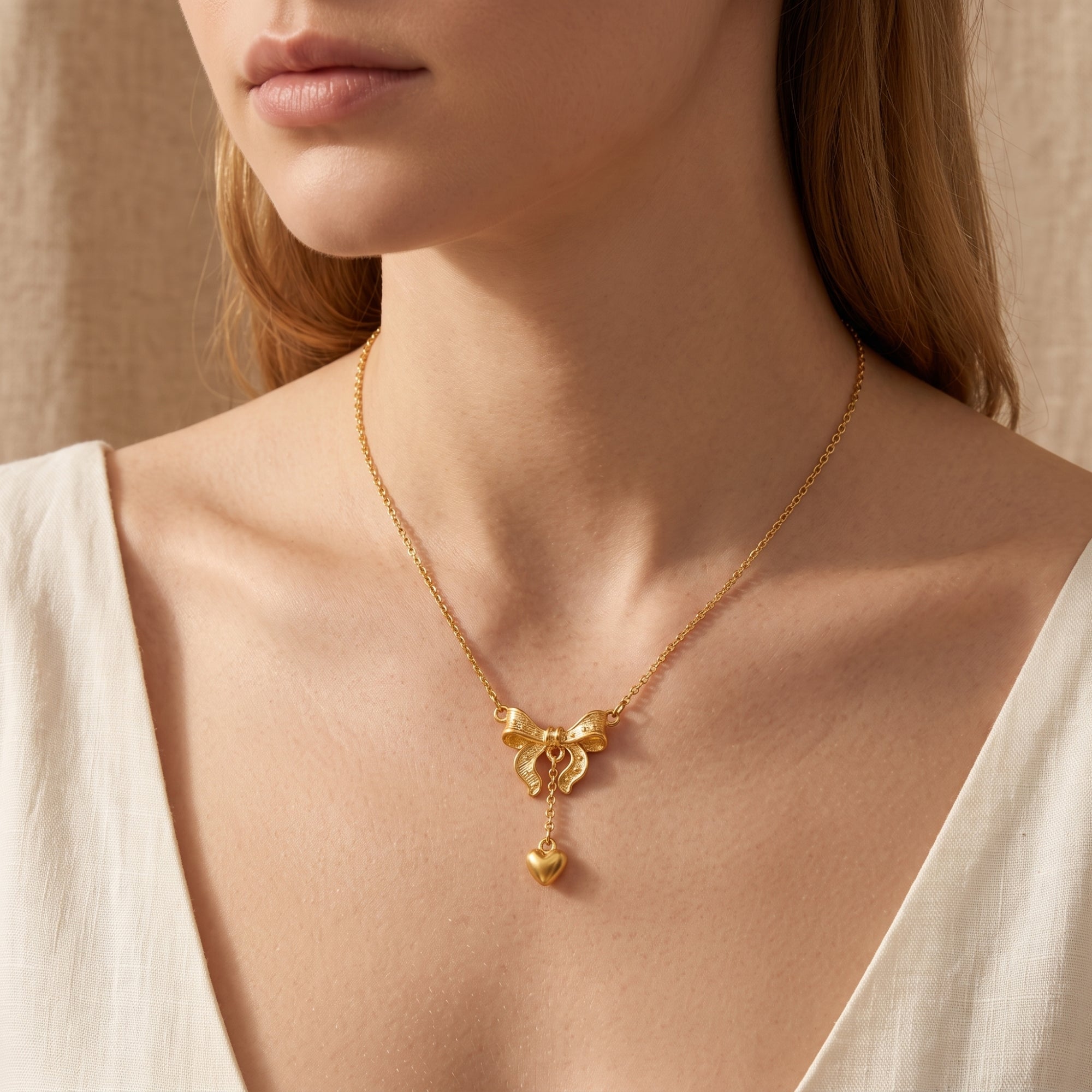 The Bow & Heart Pendant Necklace