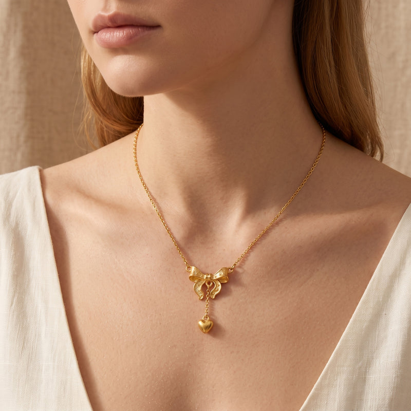 The Bow & Heart Pendant Necklace