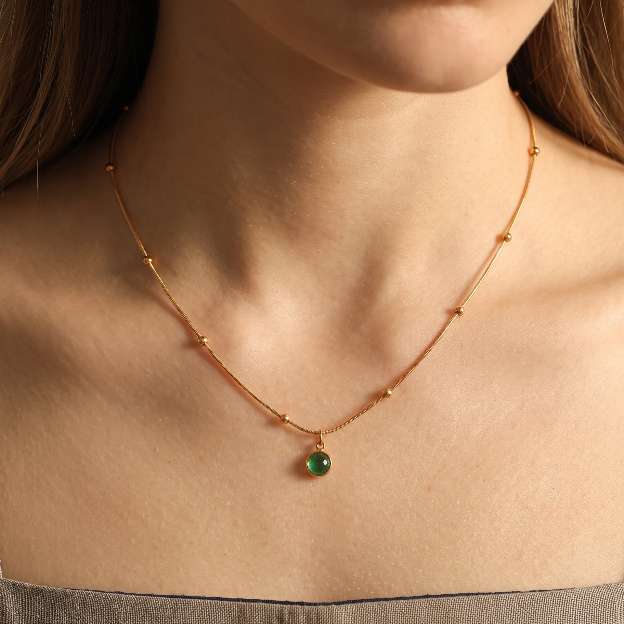The Verona Green Agate Necklace