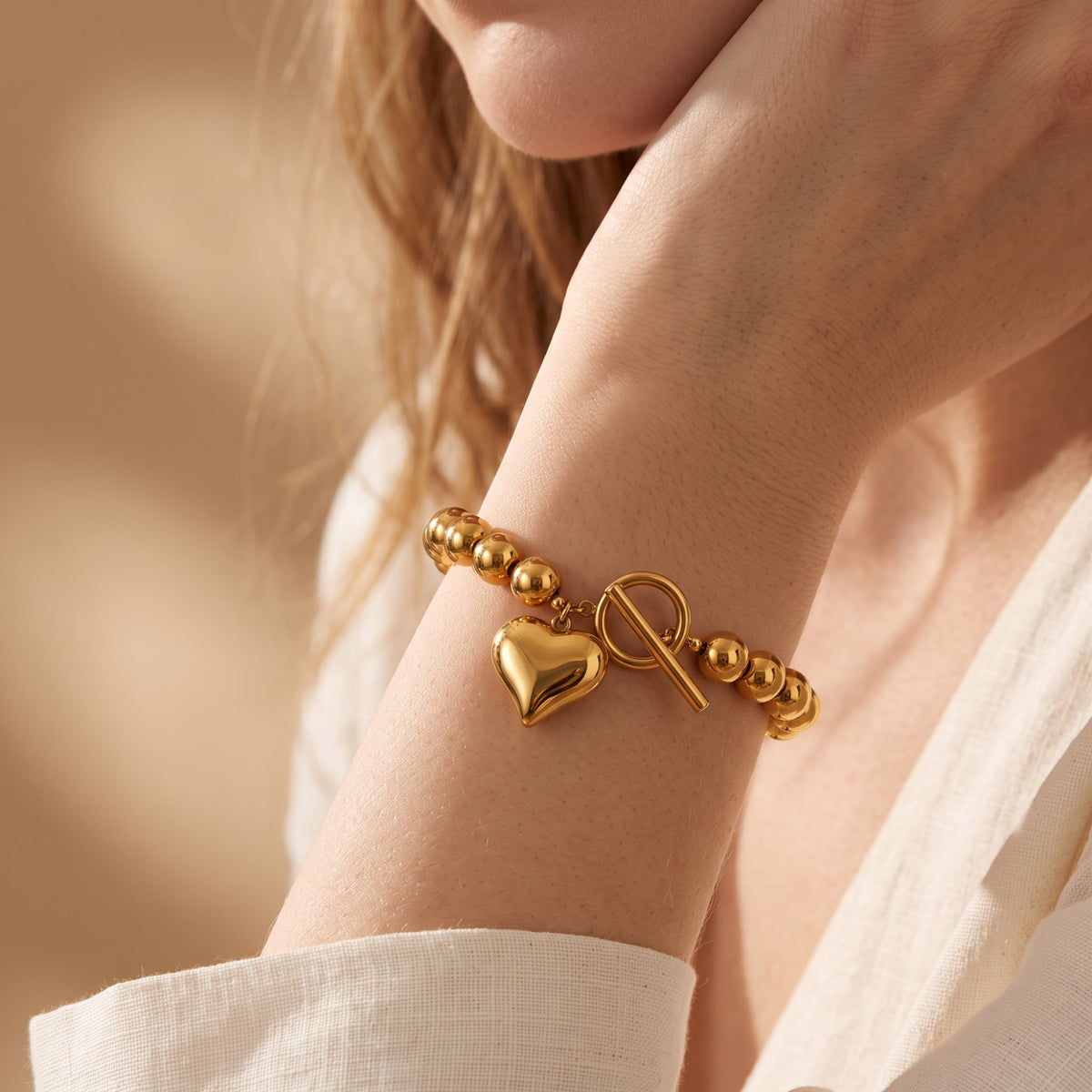 The Heart Toggle Bead Bracelet