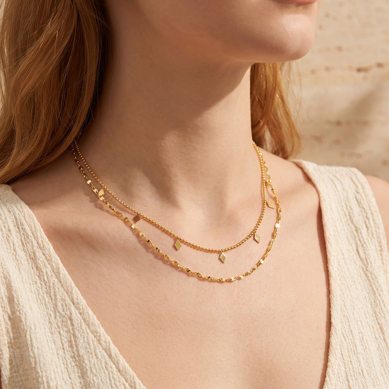 The Layered Rhombus Drop Necklace