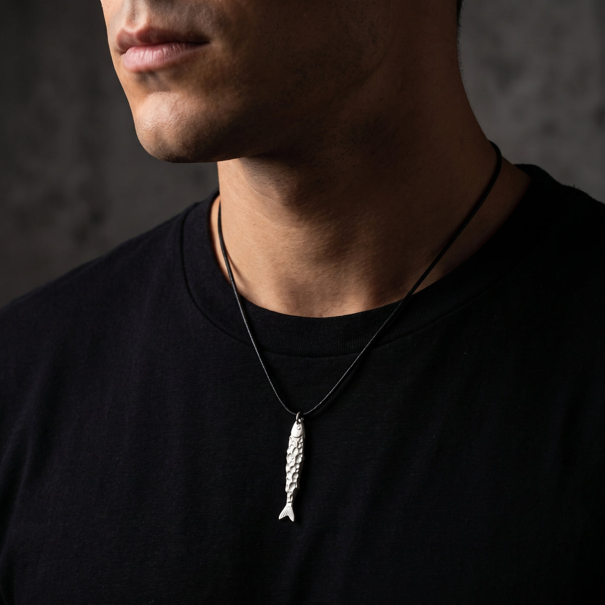 The Textured Fish Pendant Necklace