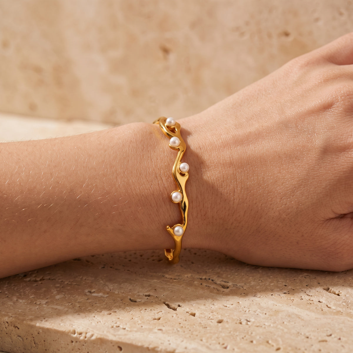 The Sculptural Pearl Cuff Bracelet