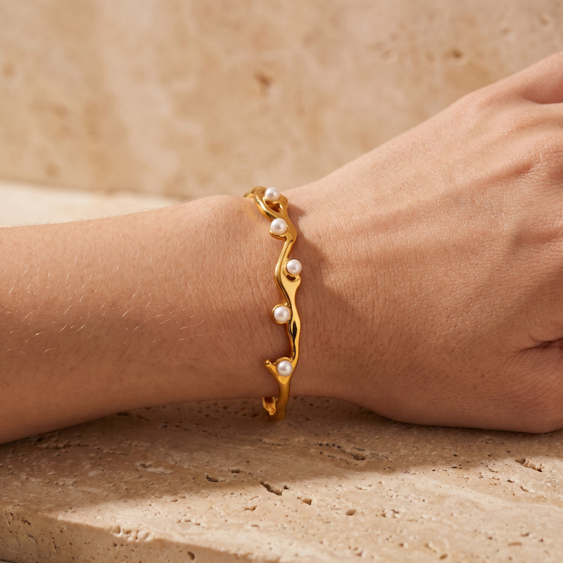The Sculptural Pearl Cuff Bracelet