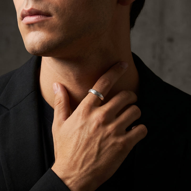 The Textured Wave Open Band Ring