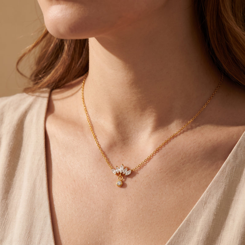 The Lotus Marquise Drop Necklace