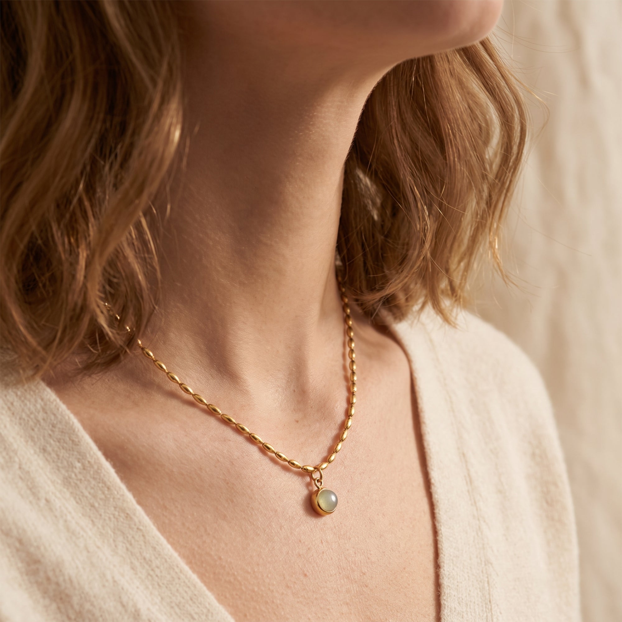 The Beaded Bezel Pendant Necklace
