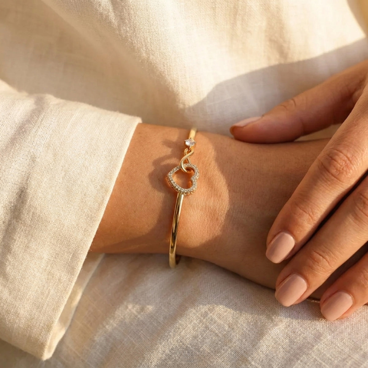 The Linked Heart Bangle Bracelet