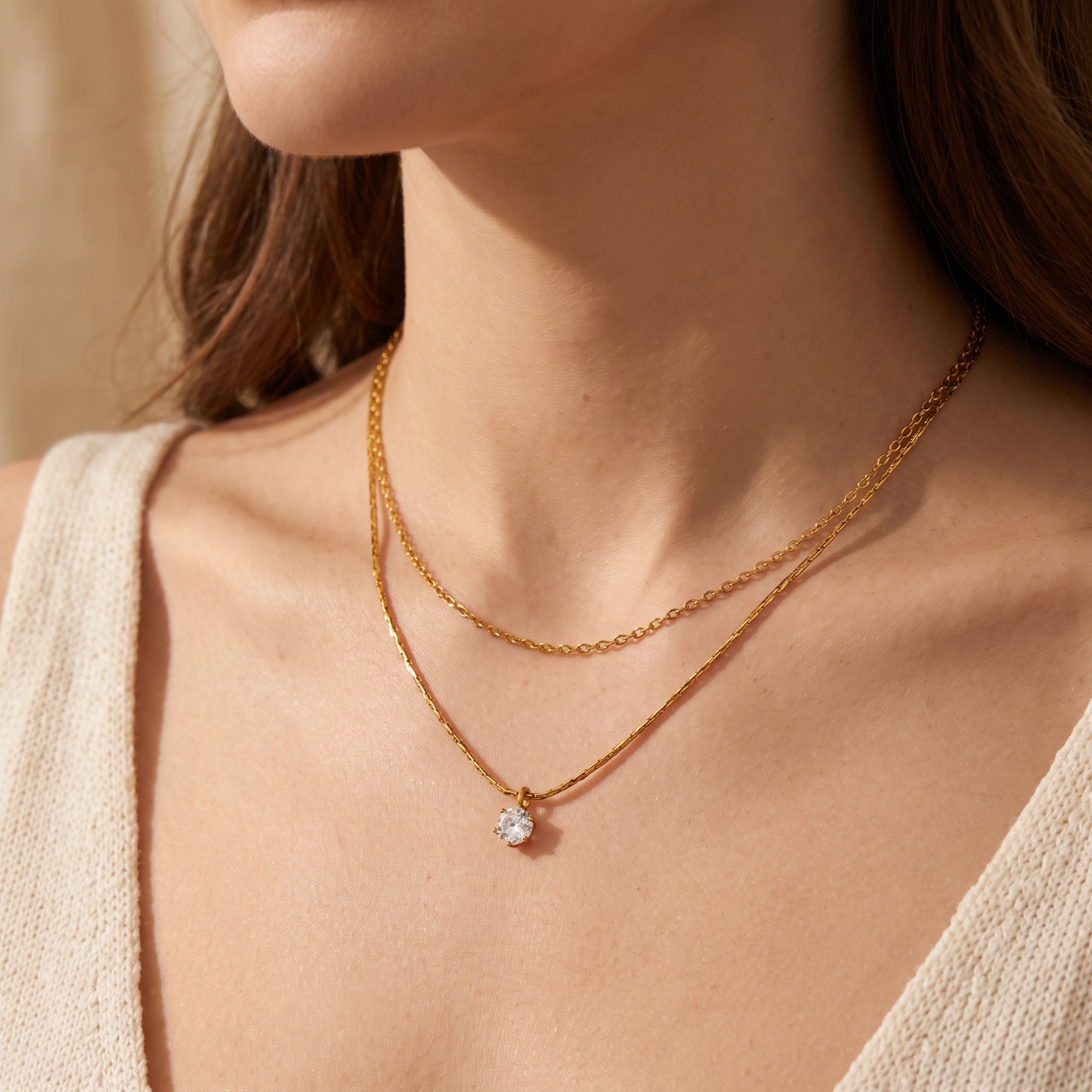 The Double Strand Pendant Necklace