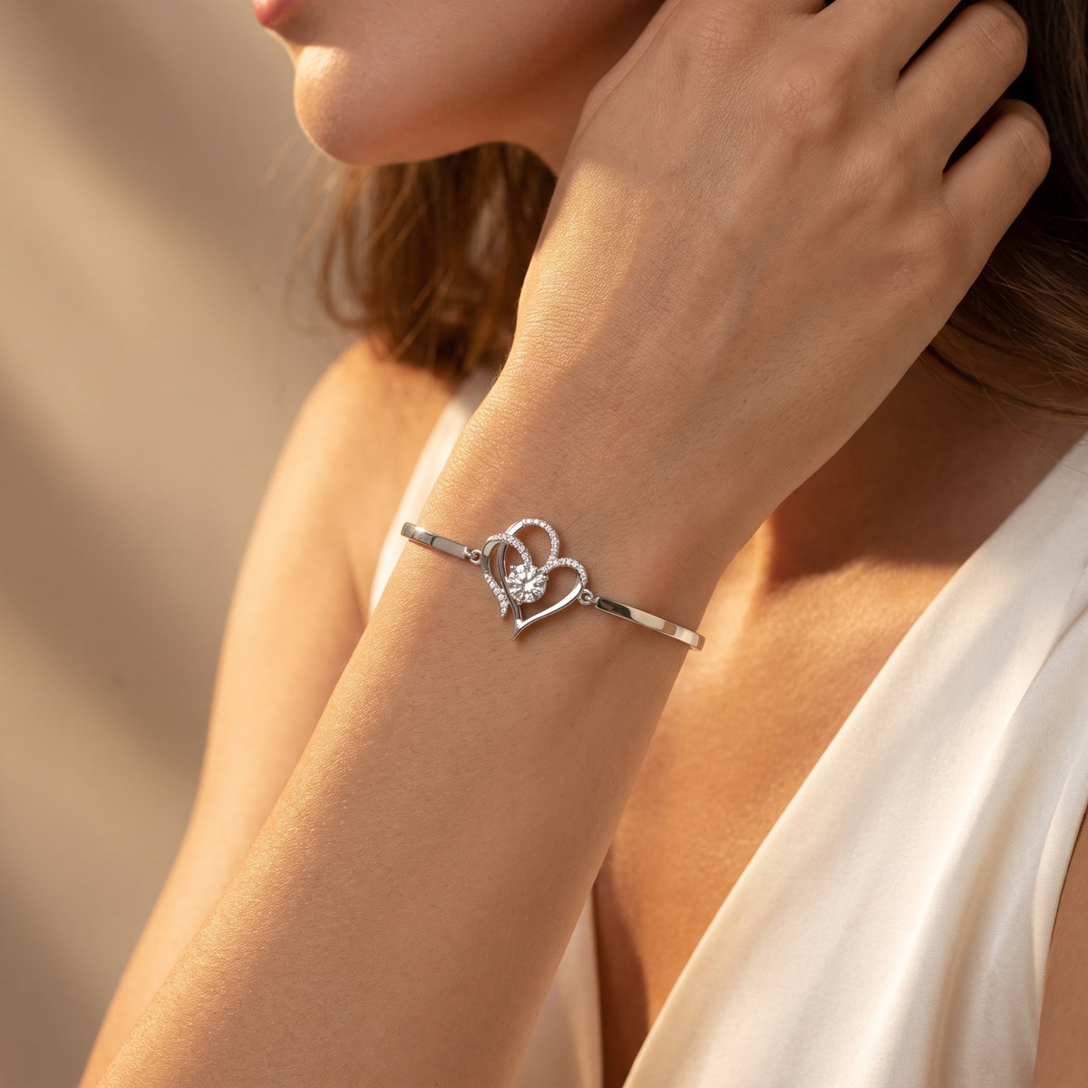 The Connected Heart Bangle Bracelet
