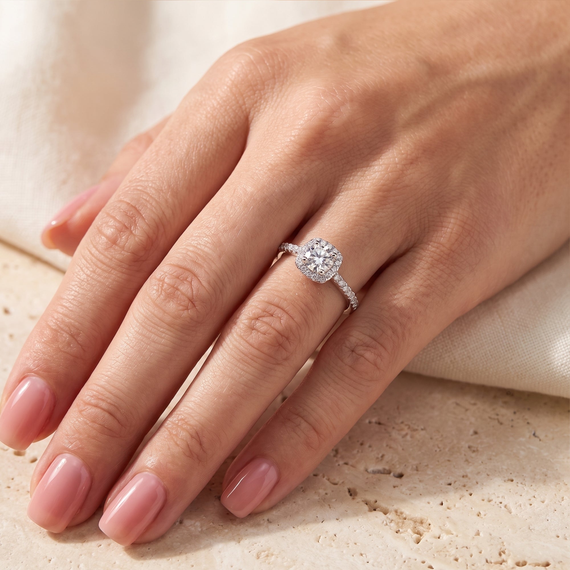 The Astra Cushion Halo Ring
