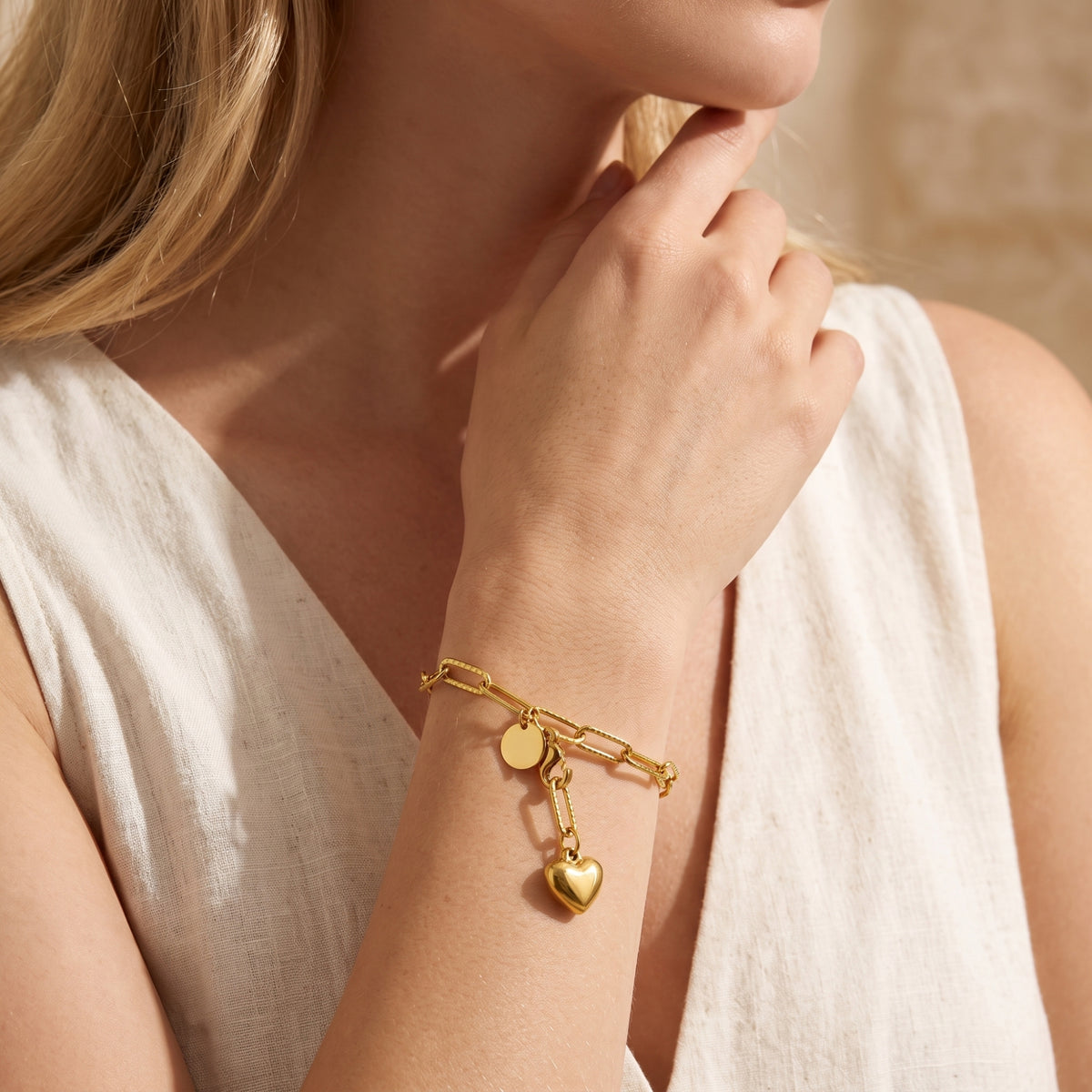 The Heart Charm Link Bracelet
